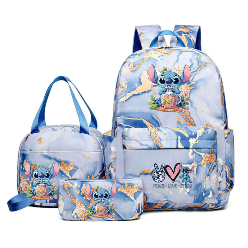 3Pcs/set Lilo Stitch Backpack for Girl Boy Student Teenager Children Rucksack Kids Birthday Gift Women Casual School Bag