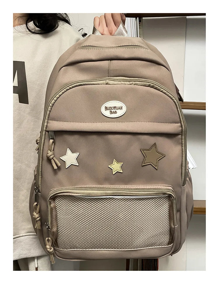 Mochila feminina transparente de estrela estética japonesa, mochila escolar kawaii casual para meninas, mochila formal de alta capacidade para estudantes, Y2k