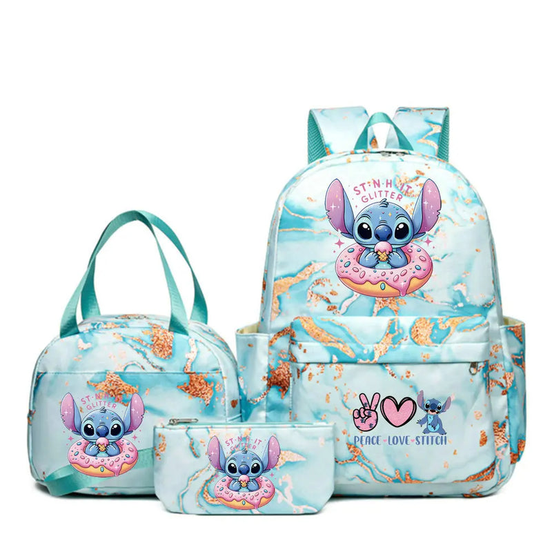 3Pcs/set Lilo Stitch Backpack for Girl Boy Student Teenager Children Rucksack Kids Birthday Gift Women Casual School Bag