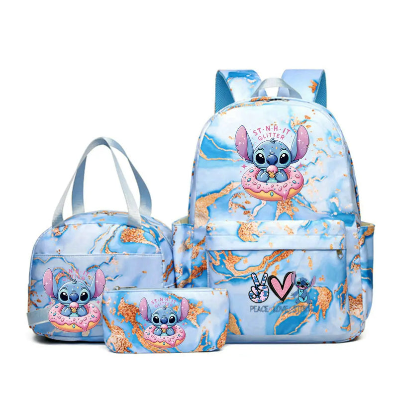 3Pcs/set Lilo Stitch Backpack for Girl Boy Student Teenager Children Rucksack Kids Birthday Gift Women Casual School Bag