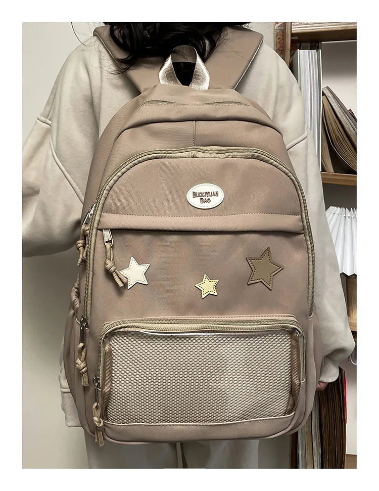 Mochila feminina transparente de estrela estética japonesa, mochila escolar kawaii casual para meninas, mochila formal de alta capacidade para estudantes, Y2k