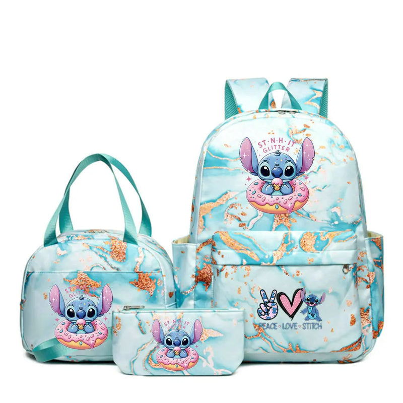 3Pcs/set Lilo Stitch Backpack for Girl Boy Student Teenager Children Rucksack Kids Birthday Gift Women Casual School Bag